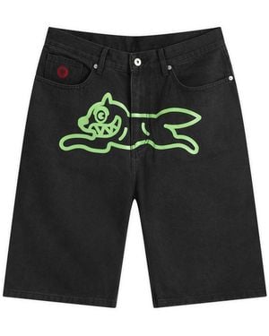 ICECREAM Running Dog Denim Shorts - Grey