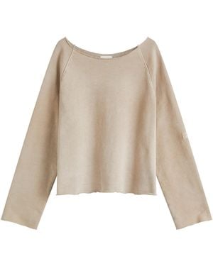 Joah Brown Slouchy Pullover Sweatshirt - Natural