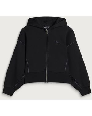 Tala Piped Cocoon Zip Through Hoodie - Black