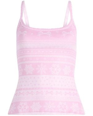 Skims Plush Pointelle Cami Top - Pink