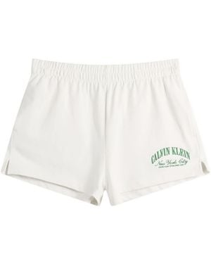 Calvin Klein Logo Cotton Jerset Shorts - White
