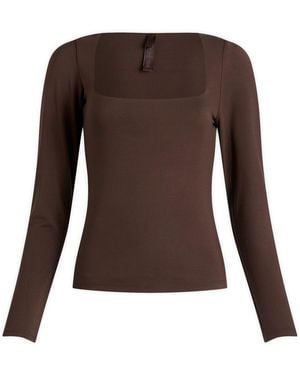 Skims Smooth Layers Square Neck Long Sleeve Top - Brown