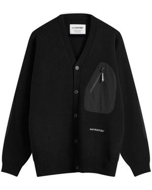 and wander Shetland Wool Cardigan - Black