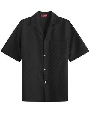 Gucci Linen Blend Gg Canvas Shirt - Black
