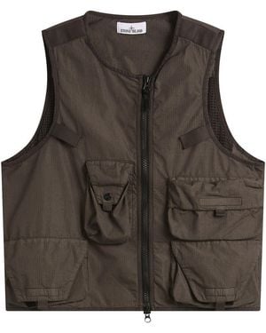Stone Island Cotton Nylon Micro Ripstop Utility Vest - Brown