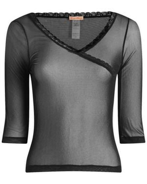 Fruity Booty Mesh 3/4 Sleeve Top - Grey