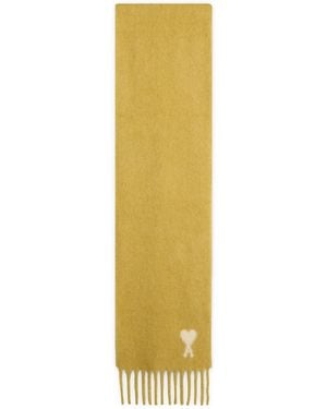 Ami Paris Hairy Alpaca Wool Scarf - Yellow