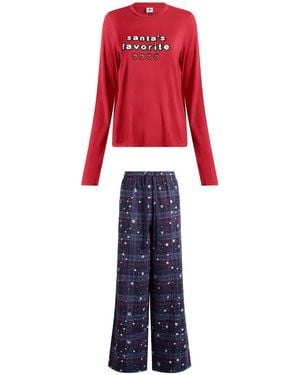 Skims X Cpfm Long Sleeve & Flannel Pant Sleep Set - Red