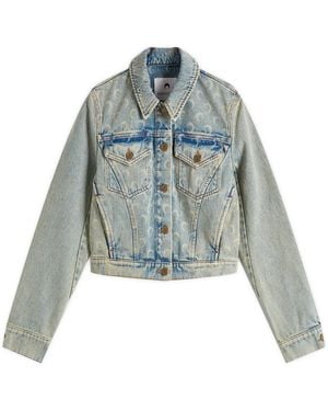 Marine Serre Moon Laser Denim Boxy Suit Jacket - Blue