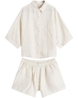 Deiji Studios Linen Stripe 03 Set - White