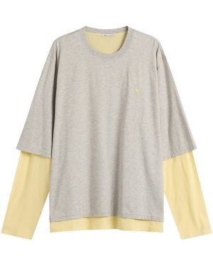 Ami Paris Mercerised Jersey Adc Double Layer T-Shirt - Grey