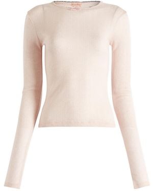 Fruity Booty Blush Rosette Pointelle Top - Natural