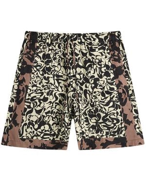 Dries Van Noten Squiggle Border Print Shorts - Black