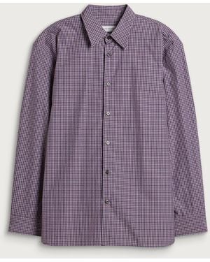 Dries Van Noten Croom Micro Check Cotton Shirt - Purple