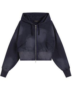 Dime Crop Zip Hoodie - Blue