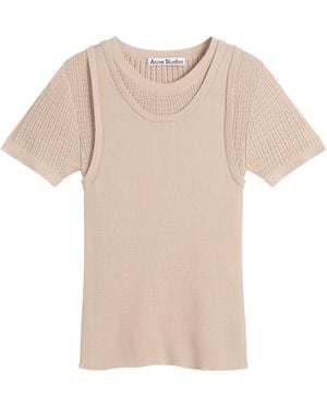Acne Studios Kred Thin Ribs Layered T-Shirt - Natural