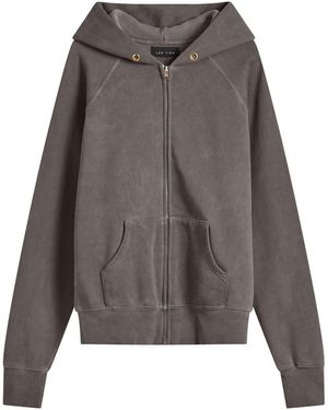 Les Tien Heavyweight Raglan Oil Washed Zip Hoodie - Grey