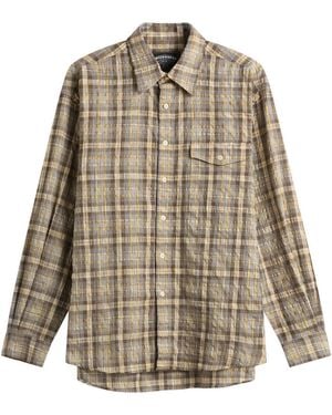 FRIZMWORKS Uneven Check Shirt - Brown