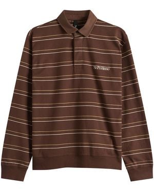 No Problemo Striped Ls Rugby Shirt - Brown