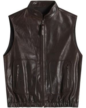 NOTHING WRITTEN Heritage Leather Vest - Black