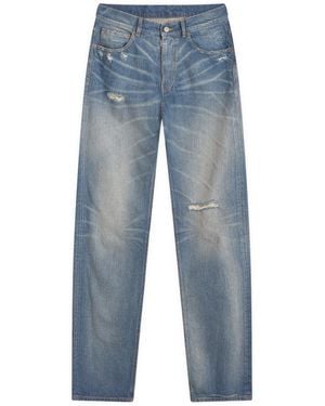 MM6 by Maison Martin Margiela Wide Leg Mid Wash Jeans - Blue