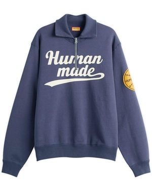 Human Made Half Zip Logo Sweatshirt - Blue