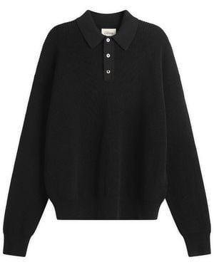 Ronning Long Sleeve Knit Polo - Black