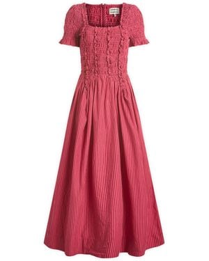 Damson Madder Raphaela Ruffle Midi Dress - Red