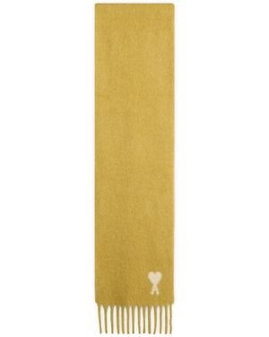Ami Paris Hairy Alpaca Wool Scarf - Yellow