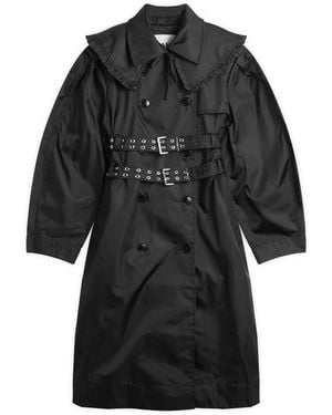 Ganni Duchesse Nylon Trenchcoat Jacket - Black