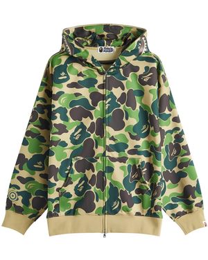 A Bathing Ape Abc Camo Rayon Shark Full Zip Hoodie - Green