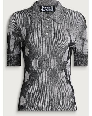 PAOLINA RUSSO Illusion Knit Mini Polo - Grey