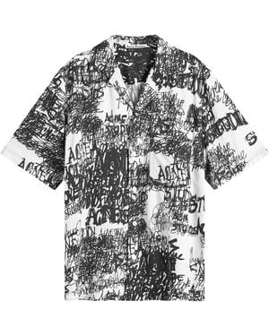 Acne Studios Sowen Chaos Print Short Sleeve Shirt - Black