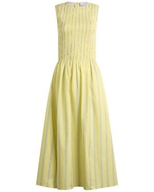 House Of Sunny Striped Ruched Mesh Dress - Yellow
