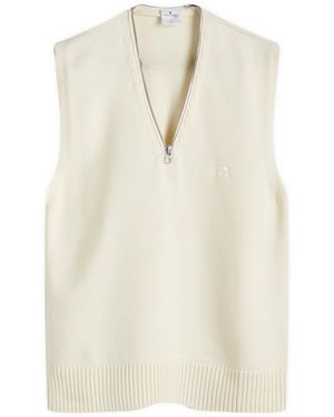 Courreges Zipped Wool Vest - White