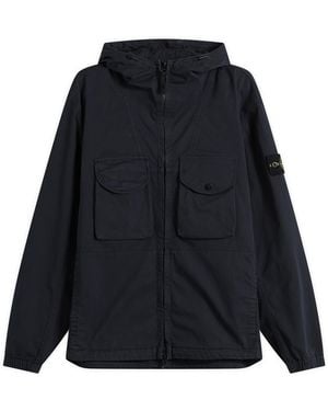 Stone Island Organic Cotton Twill Hooded Jacket - Black