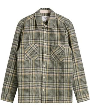 Wax London Whiting Check Wool Blend Overshirt - Green