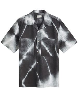 Universal Works Tie Dye Seersucker Camp Shirt - Black