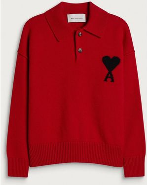 Ami Paris Contrasted Adc Polo - Red