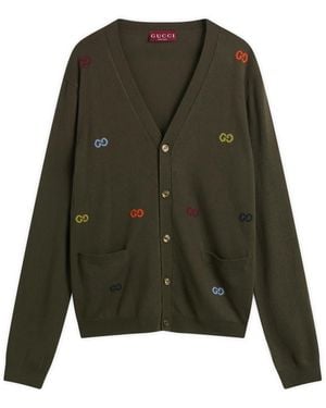 Gucci Muti Color Gg Logo Cardigan - Green