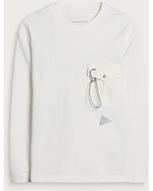 and wander Heavy Longsleeve Pocket T-Shirt - White