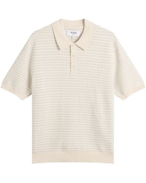 Wax London Naples Mini Geo Knit Polo - Natural