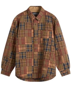 FRIZMWORKS Madras Patchwork Relaxed Shirt - Brown