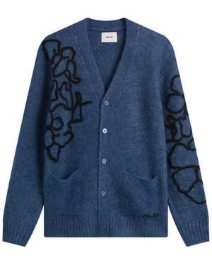 NN07 Kyle Floral Pattern Cardigan - Blue