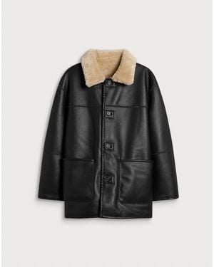 DUNST Reversible Shearling Half Jacket - Black
