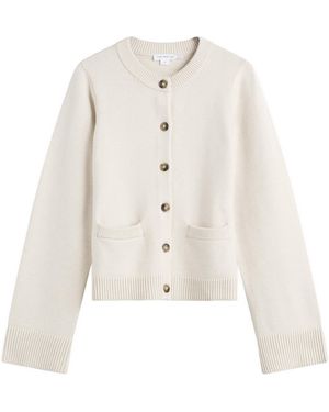 GOOD AMERICAN Button Front Knit Cardigan - White