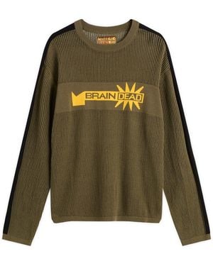 Brain Dead Long Sleeve Mesh Jumper - Green