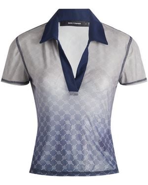 Daily Paper Mesh Monogram Polo Top - Blue