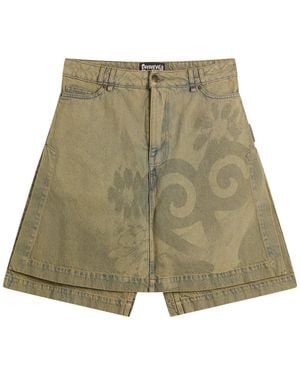 PAOLINA RUSSO Denim Skort - Green