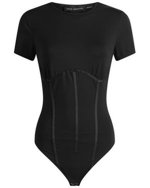 GOOD AMERICAN Weightless Scuba Corset Bodysuit - Black